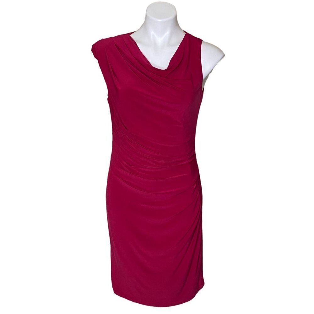 Adrianna Papell Draped Ruched Bodycon Dress, Asymmetrical Sleeve Women's Size 6